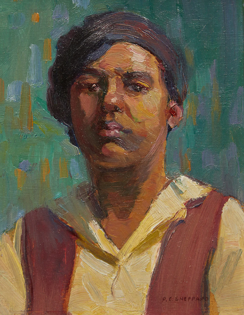 Peter Clapham Sheppard, Portrait of a Boy, oil on board - view 2