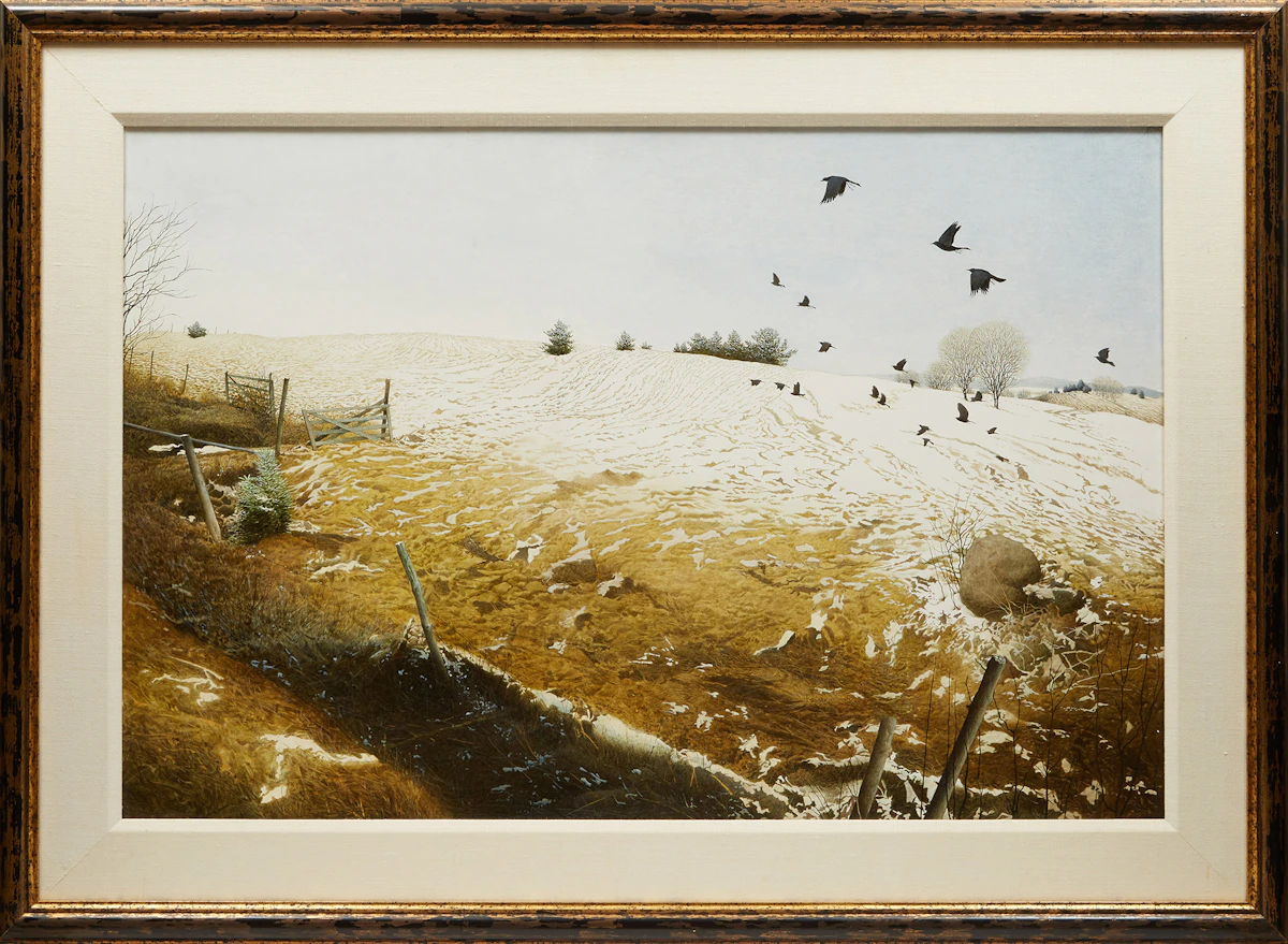 Lloyd Fitzgerald, Late Snow, egg tempera on board