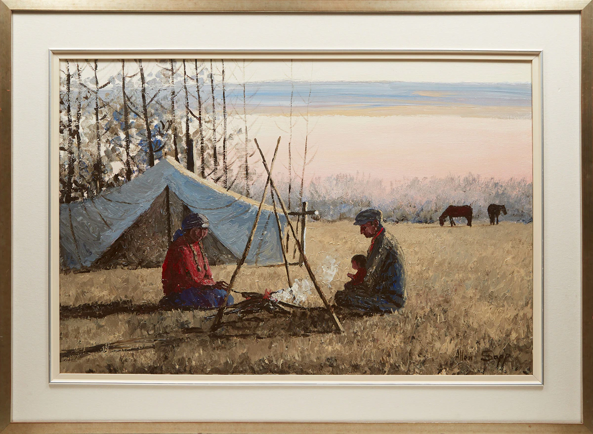Allen Sapp, Cooking, oil on canvas