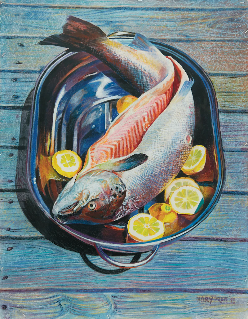 Salmon in a Pan by Mary Pratt