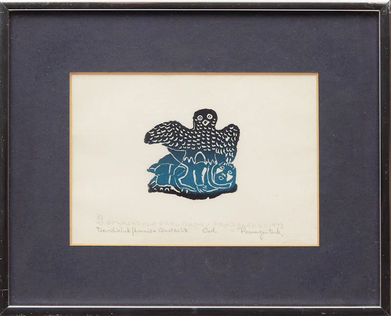 Davidialuk Alasua Amittu, Owl, stonecut, 1978 - view 2