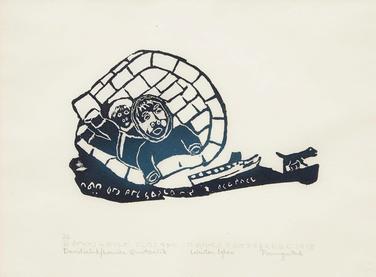 Davidialuk Alasua Amittu, Winter Igloo, stonecut, 1978
