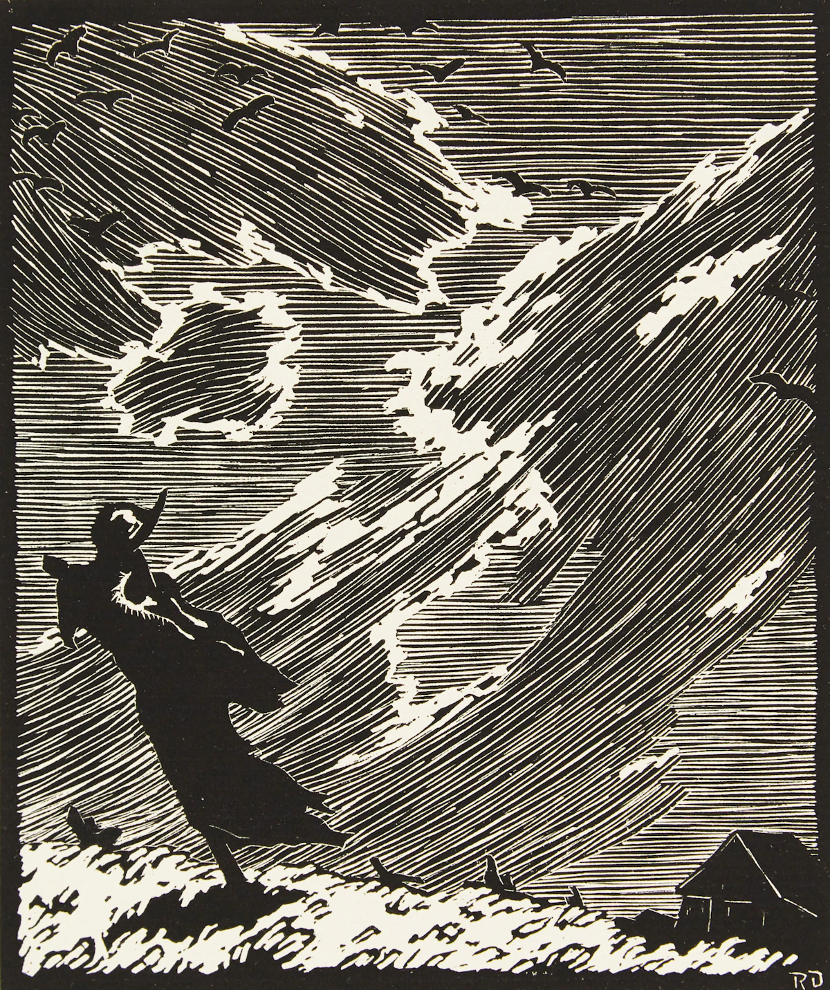 Rodolphe Duguay, L’épouvantail; Le four, pair of woodblock prints