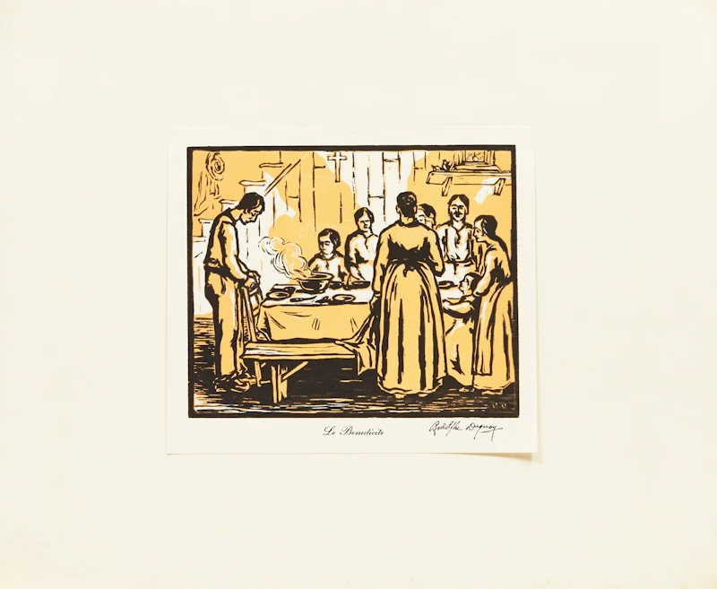 Rodolphe Duguay, Le Benedicite; Le quêteux, pair of woodblock prints - view 2