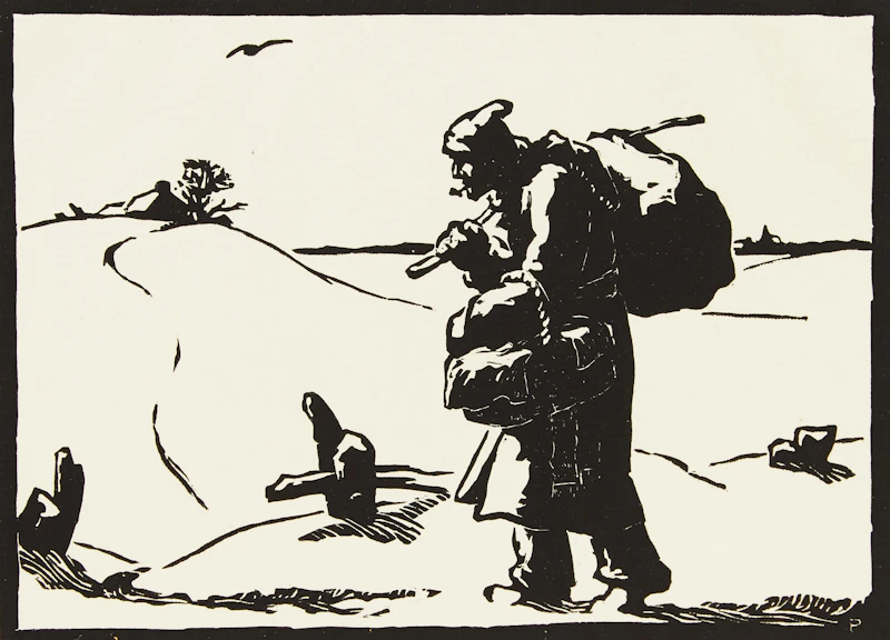 Rodolphe Duguay, Le Benedicite; Le quêteux, pair of woodblock prints - view 4