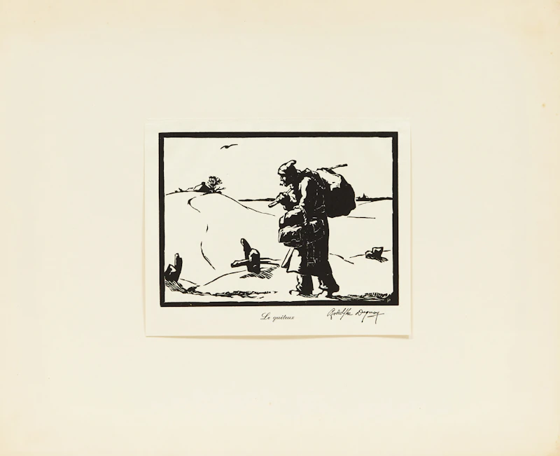Rodolphe Duguay, Le Benedicite; Le quêteux, pair of woodblock prints - view 5