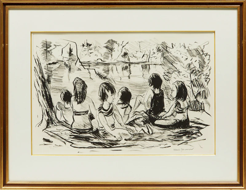 Henri Leopold Masson, Landscape; Ice Skaters; Six Girls at the Lake, three lithographs - view 5