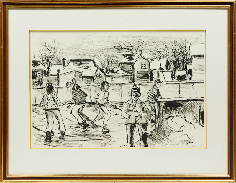 Henri Leopold Masson, Landscape; Ice Skaters; Six Girls at the Lake, three lithographs - view 8