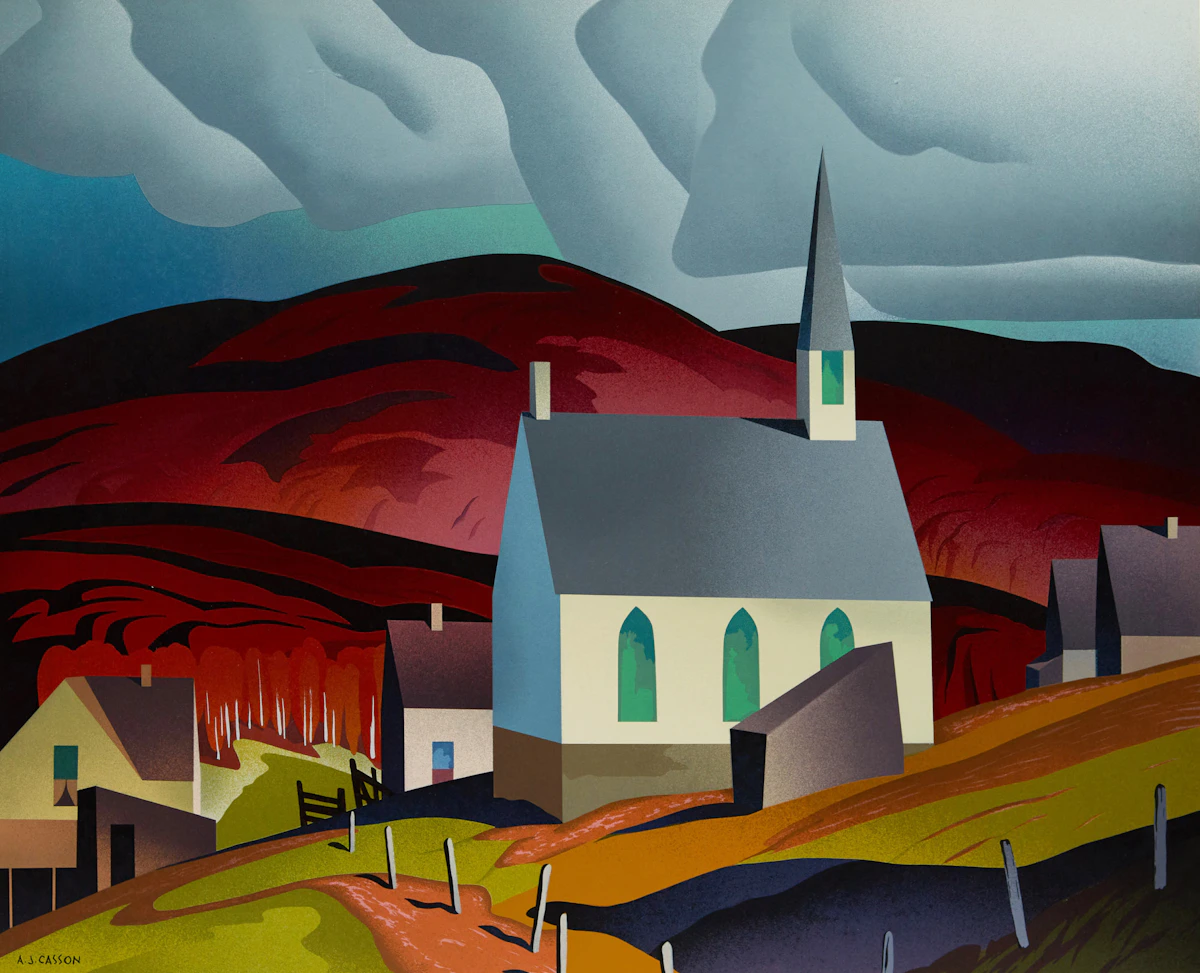 Alfred Joseph Casson, Northern Church; Snow Laden Spruce; White Forest, three colour serigraphs