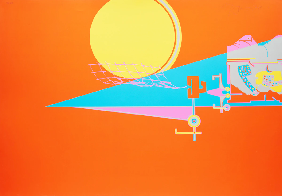 Harold Barling Town, Moon Net, colour serigraph, 1970