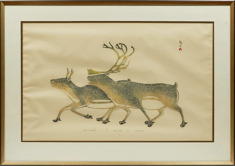 Kananginak Pootoogook, Tuktu of Tasikjuk, stonecut, 1973 - view 2