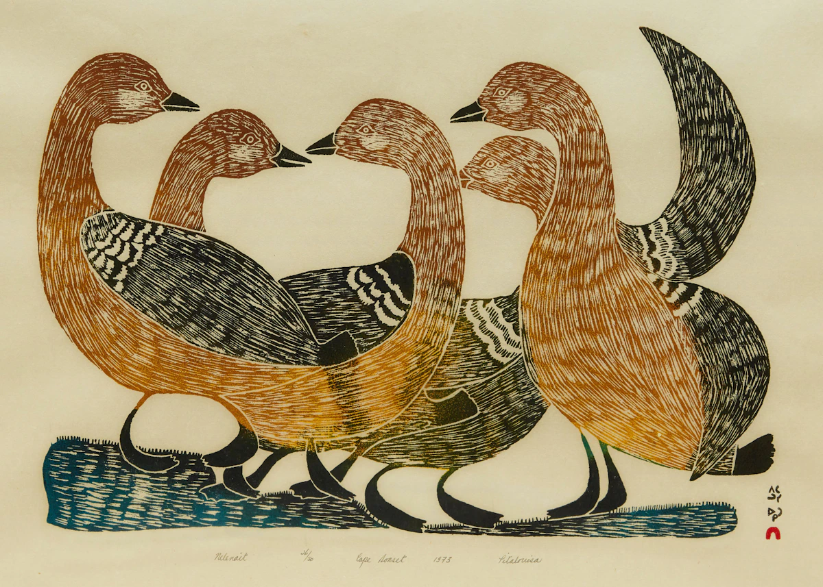 Pitaloosie Saila, Nelenait, stonecut, 1973