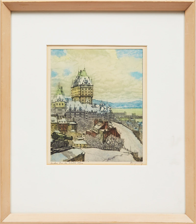 Nicholas Hornyansky, Quebec from the Citadel, colour etching - view 2