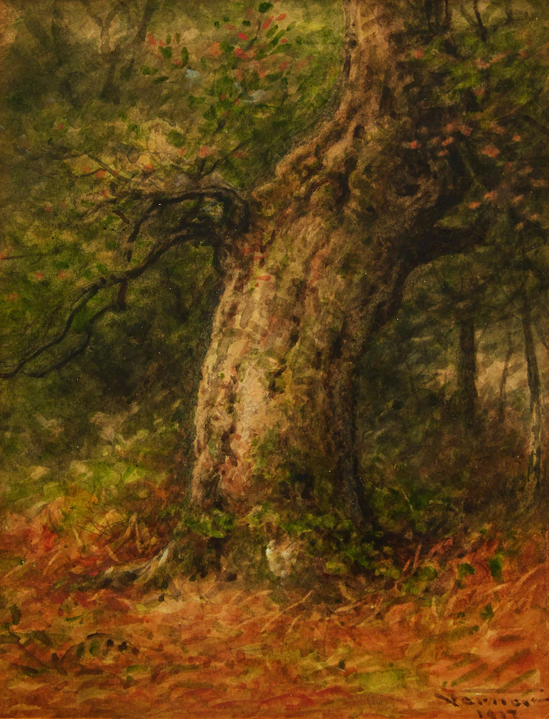 Frederick Arthur Verner, Burnham Beeches; Burnham Beeches, two watercolours, 1916, 1917 - view 4