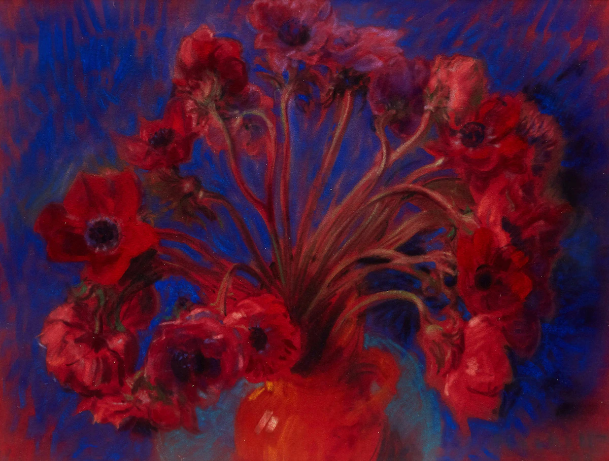 Joseph Francis Plaskett, Floral Still Life , pastel on paper