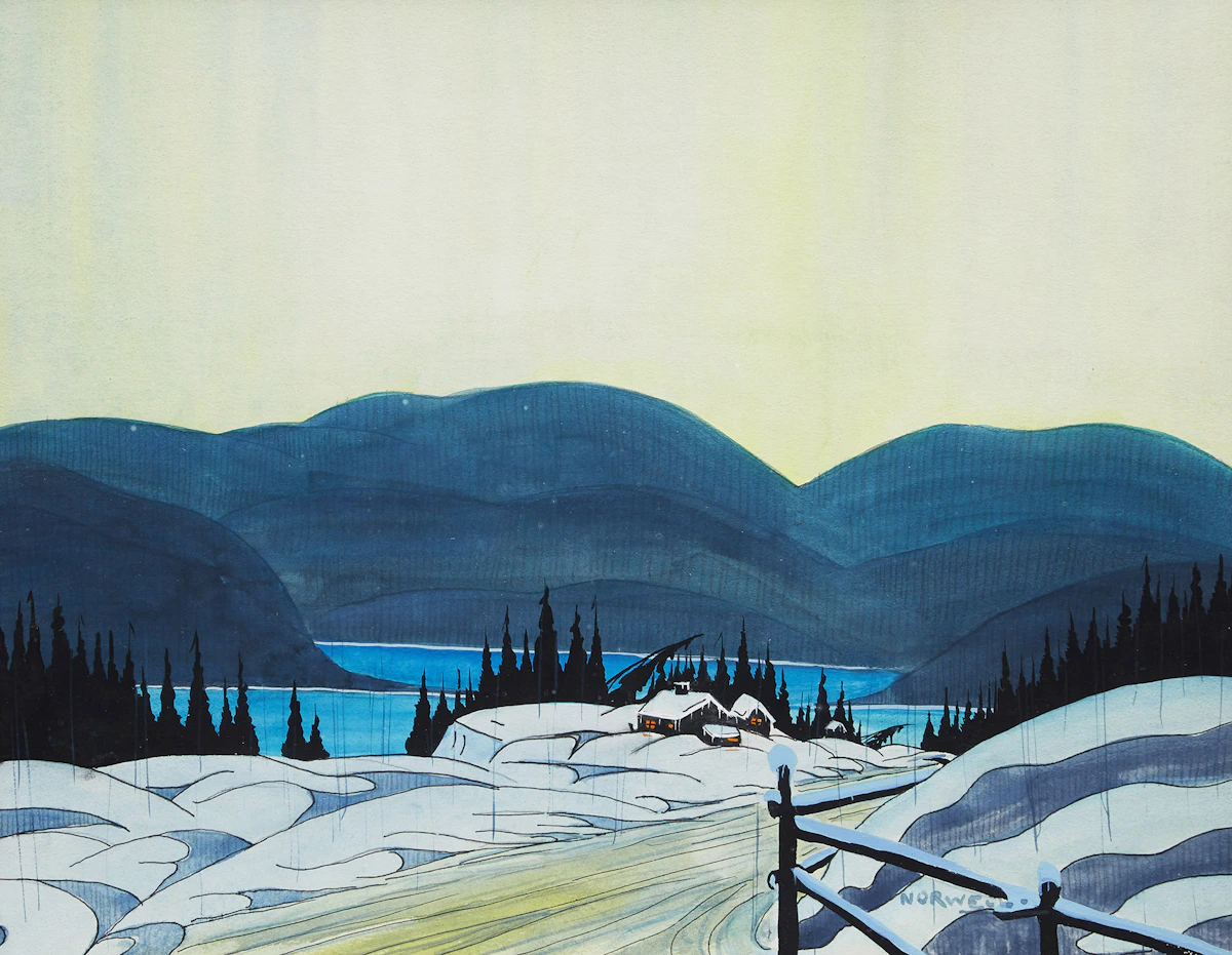 Graham Noble Norwell, Winter, Laurentians, watercolour
