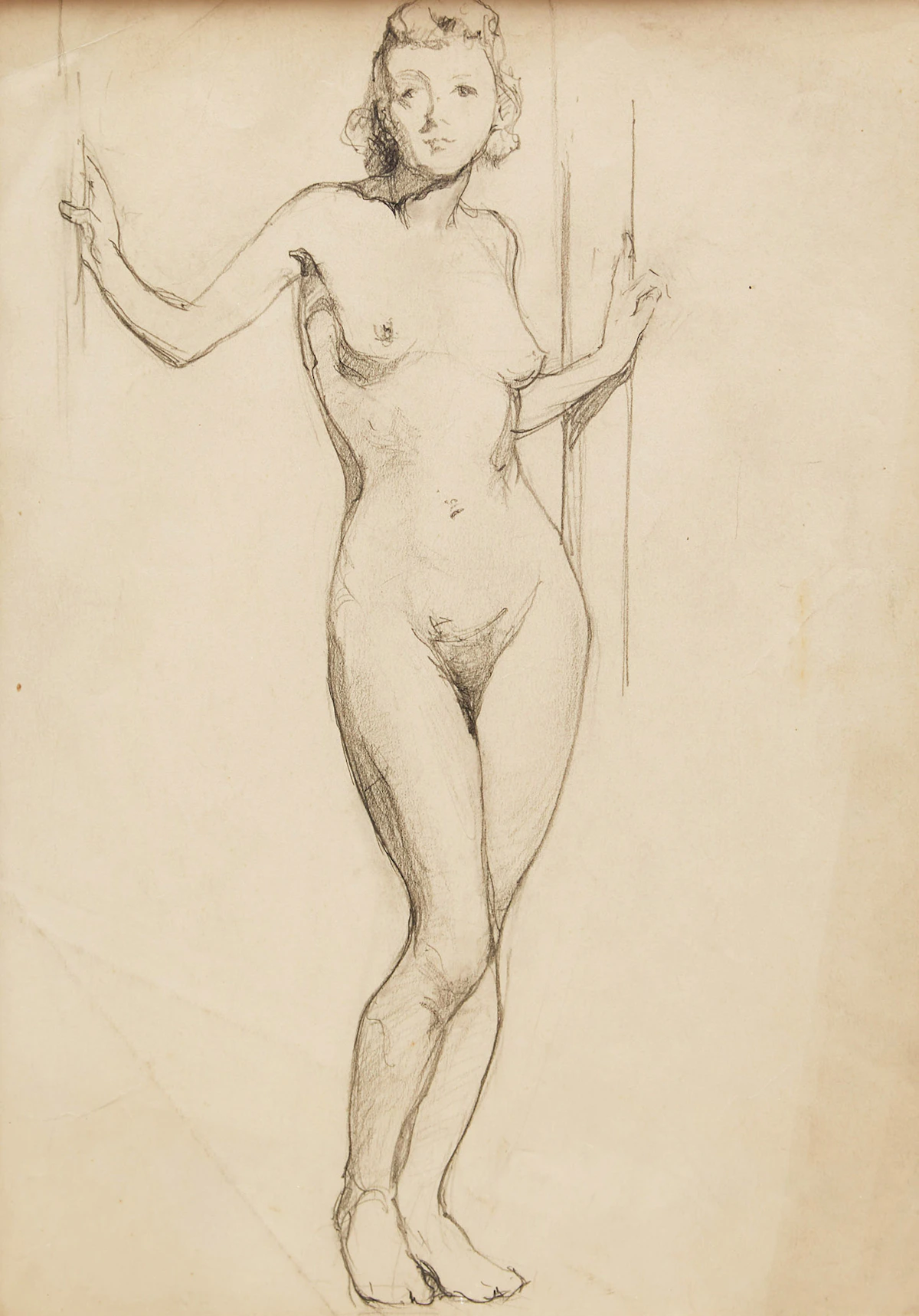 Manly Edward MacDonald, Standing Female Nude, pencil drawing