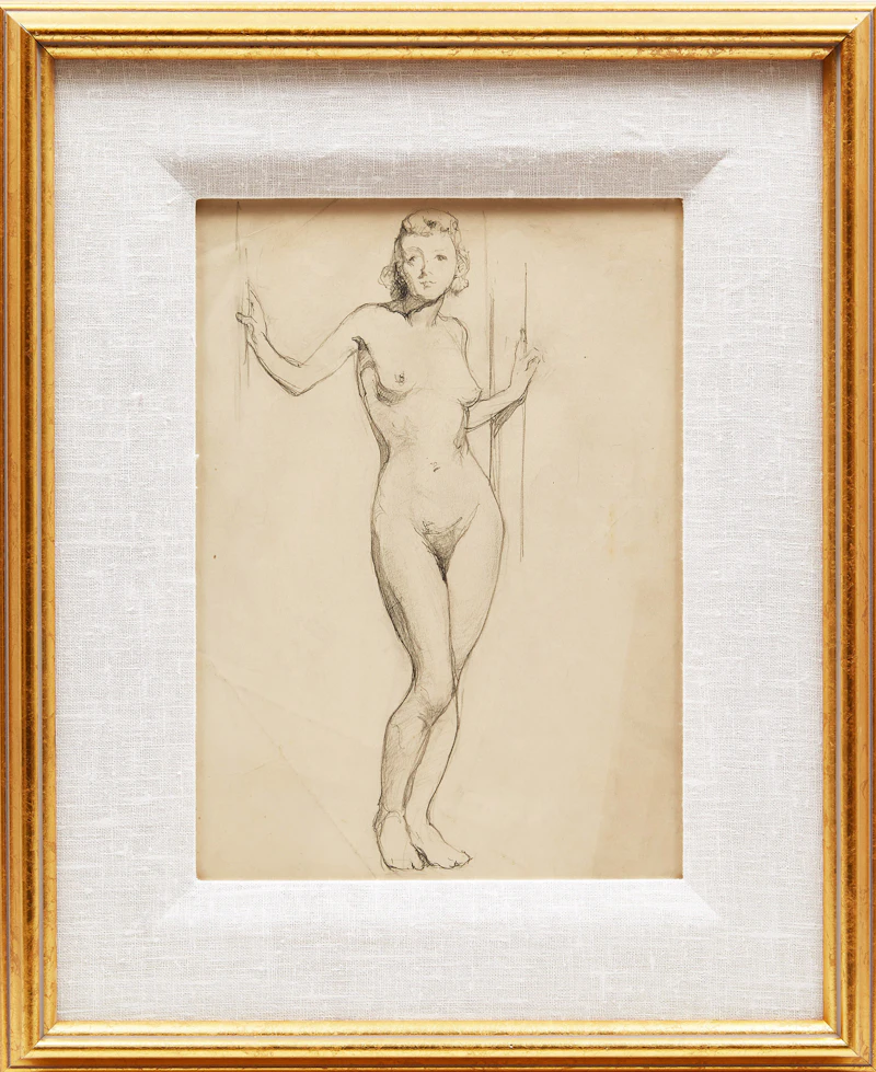 Manly Edward MacDonald, Standing Female Nude, pencil drawing - view 2