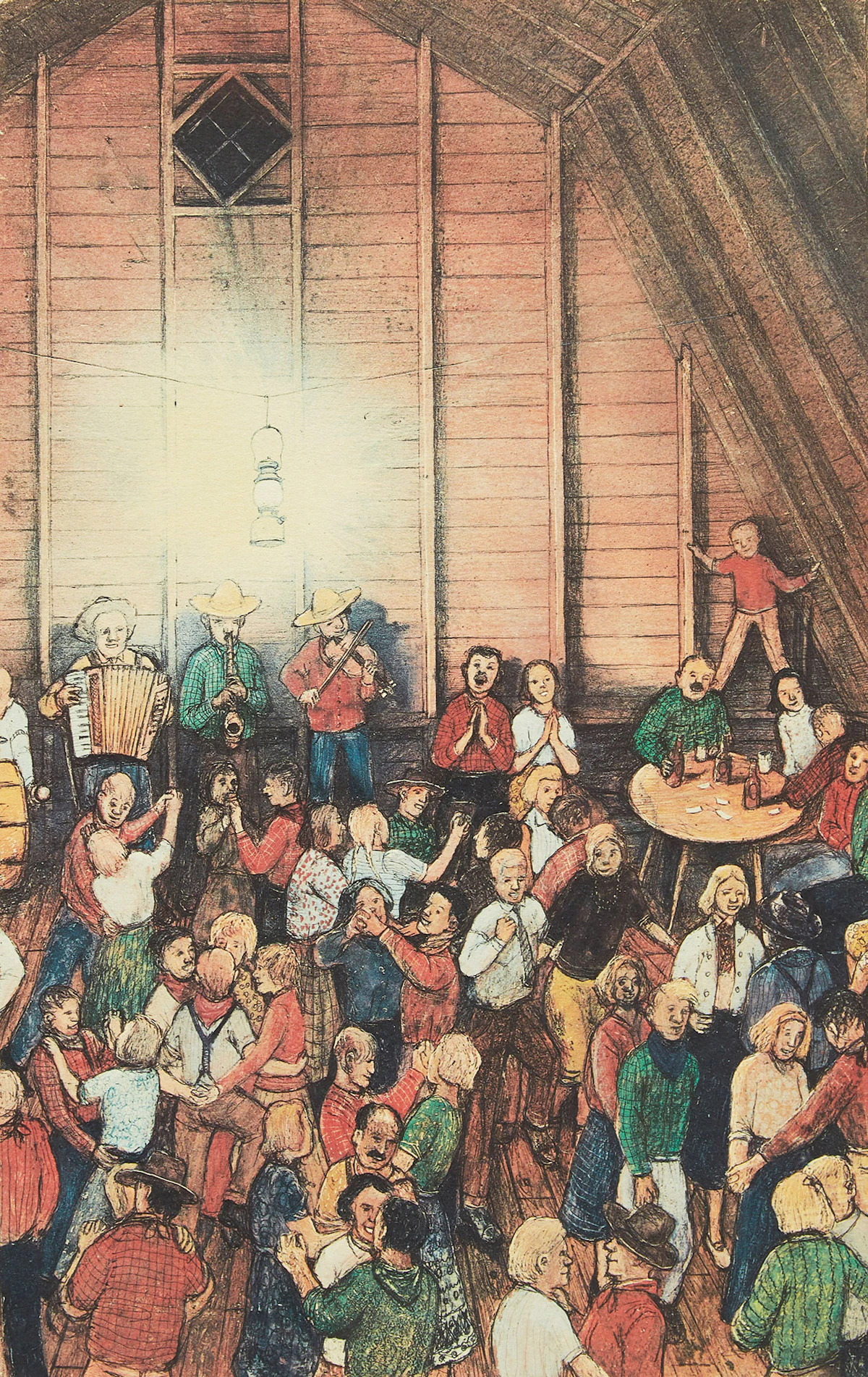 William Kurelek, The Barn Dance, colour lithograph
