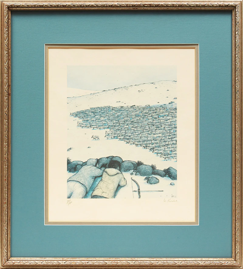 William Kurelek, Caribou Hunting, colour lithograph - view 2