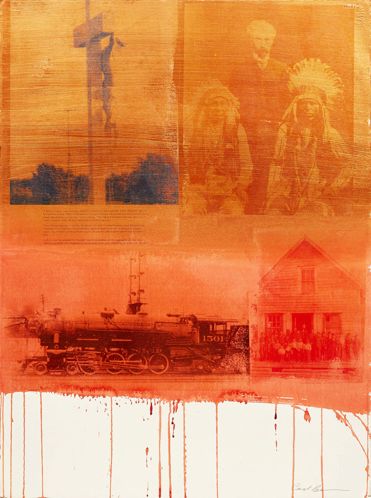 Carl Beam, Untitled , mixed media on Arches paper