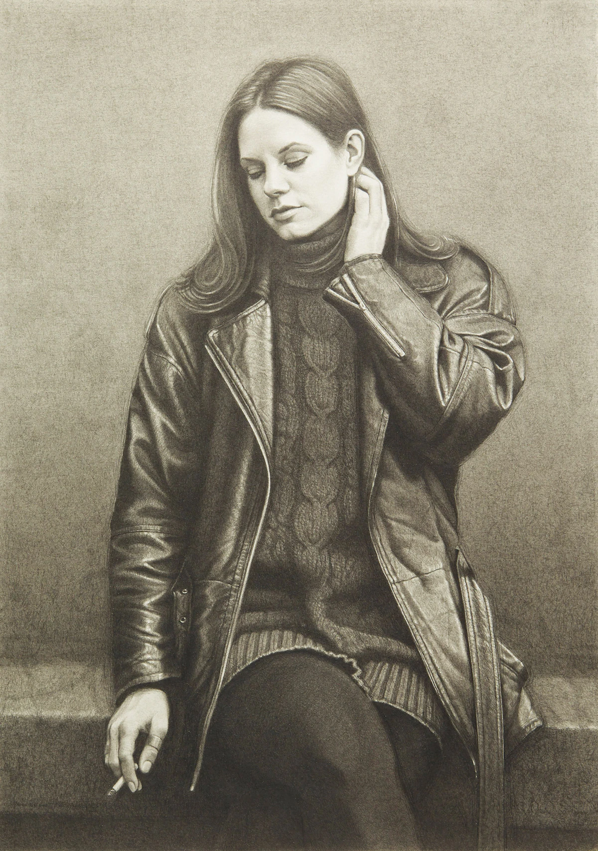 Michael Thompson, Study for Uncertain Smile, pencil drawing