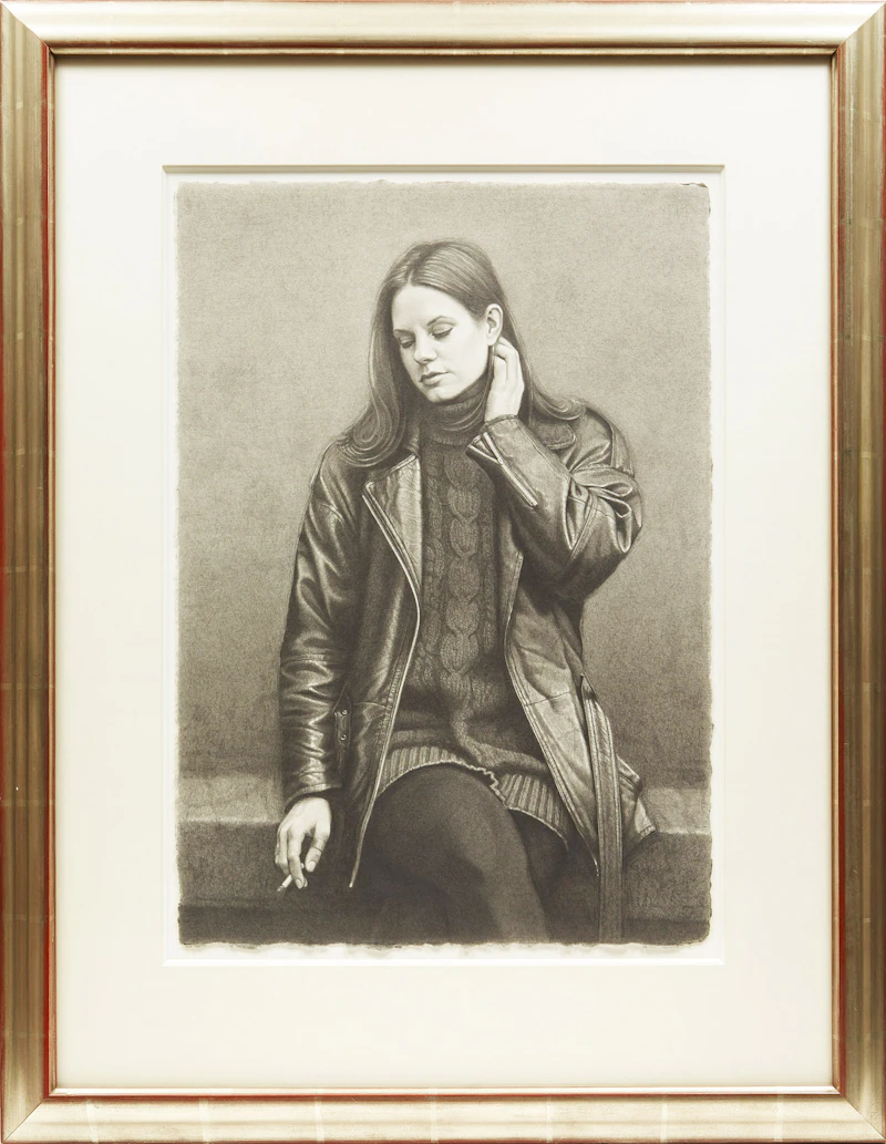 Michael Thompson, Study for Uncertain Smile, pencil drawing - view 2