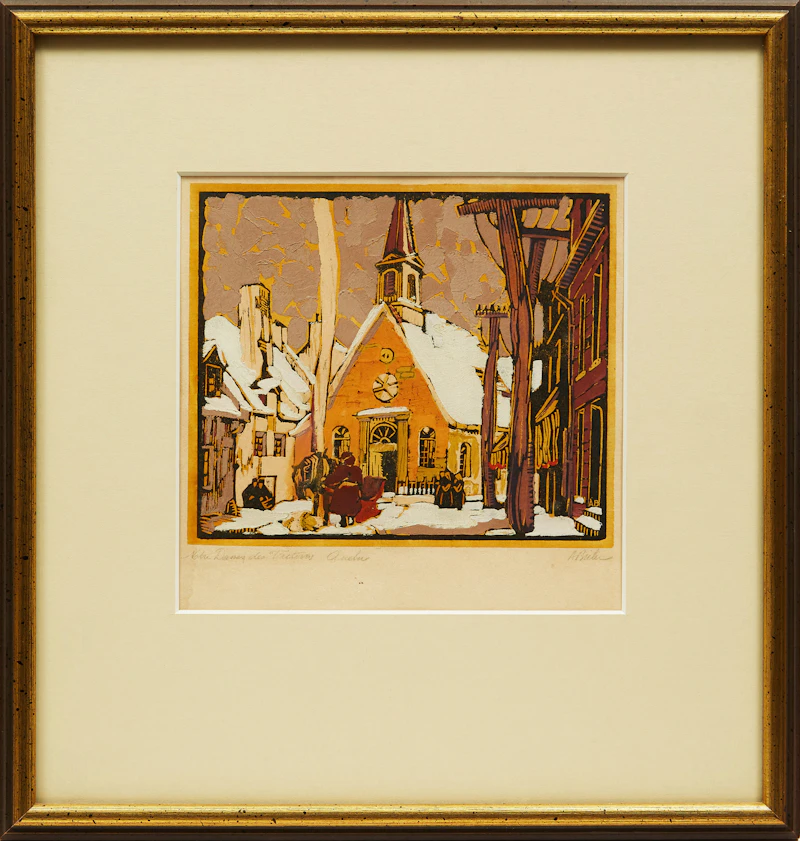 André Charles Biéler, Notre Dame des Victoire, Quebec, woodblock print - view 2