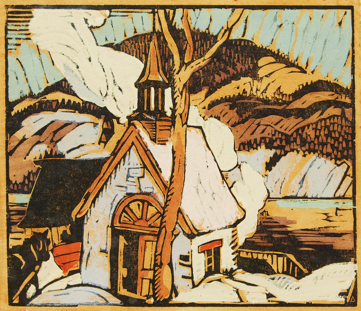 André Charles Biéler, La Chapelle Famille, woodblock