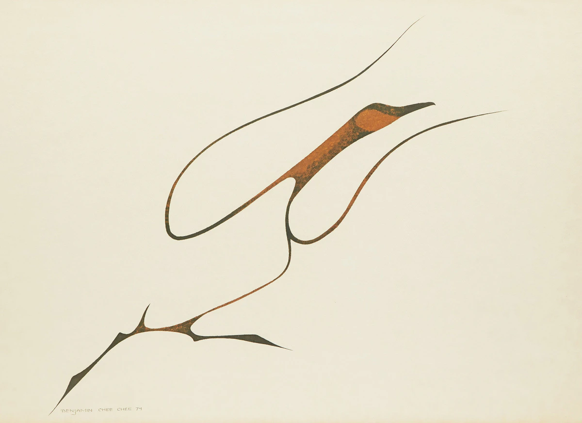 Benjamin Chee Chee, Bird in Flight, photolithograph, 1974