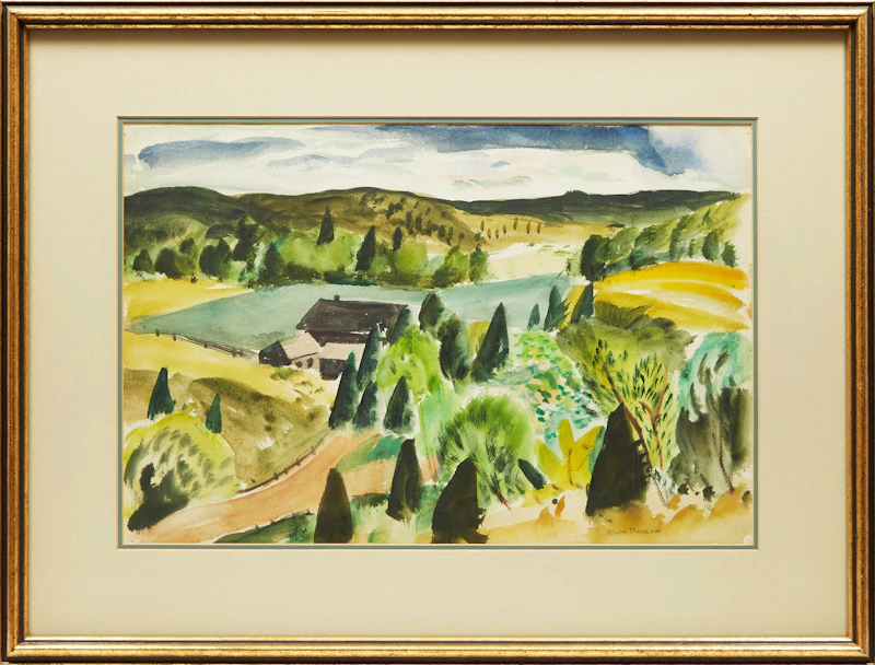 Henri Leopold Masson, Paysage Vert, Masham, watercolour - view 2