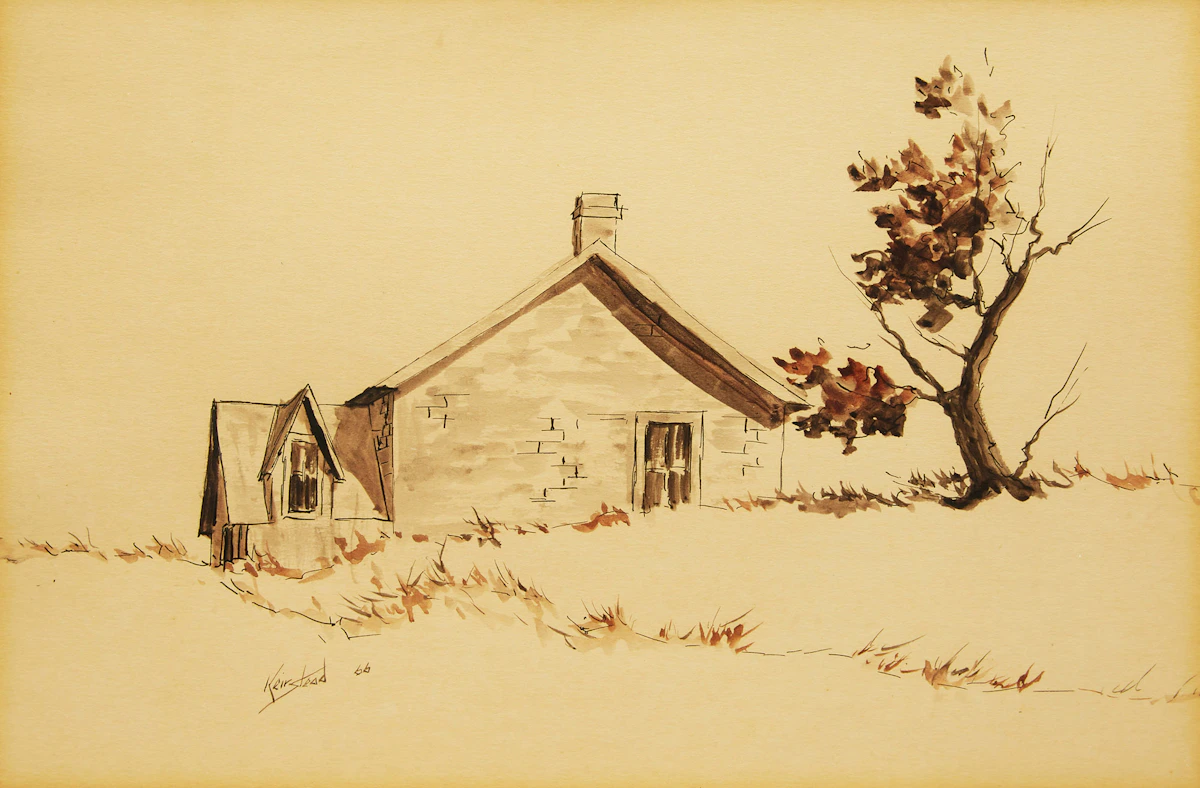 James Keirstead, House; Barn, ink and wash