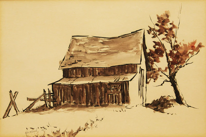James Keirstead, House; Barn, ink and wash - view 4