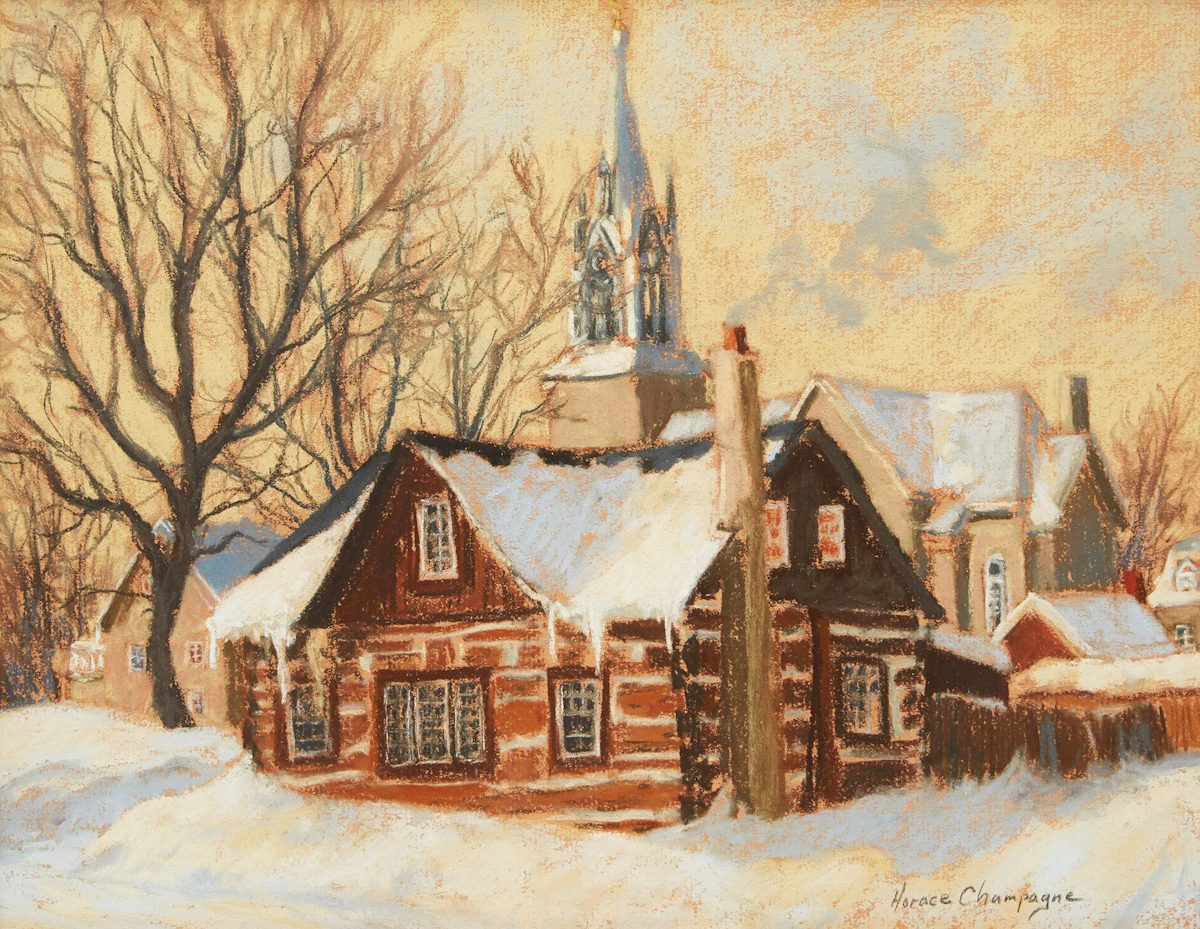 Horace Champagne, The Old Homestead, Court St., Alymer, Que., pastel, 1984