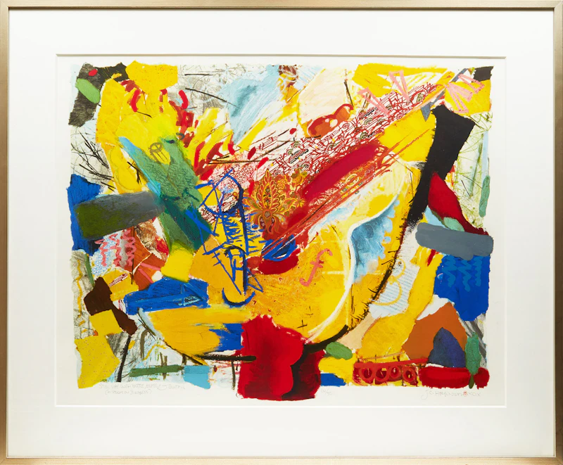 John  Carl Heywood, Still Life with Glass Bottle and Guitar  (A Study in Surfaces), screenprint, 1999 - view 2