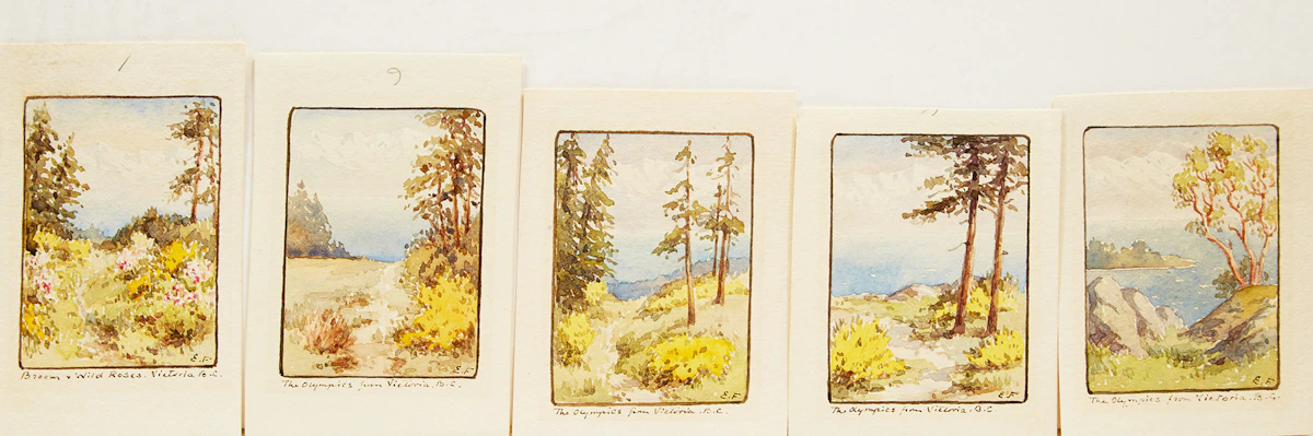 Canadian School, Scenes of Victoria, British Columbia, nine watercolours on paper