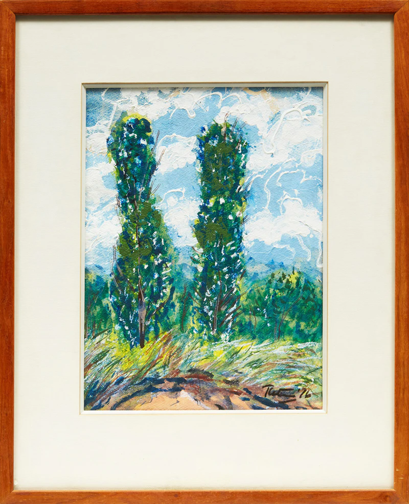 Mashel Teitelbaum, Poplars, acrylic on paper, 1976 - view 2