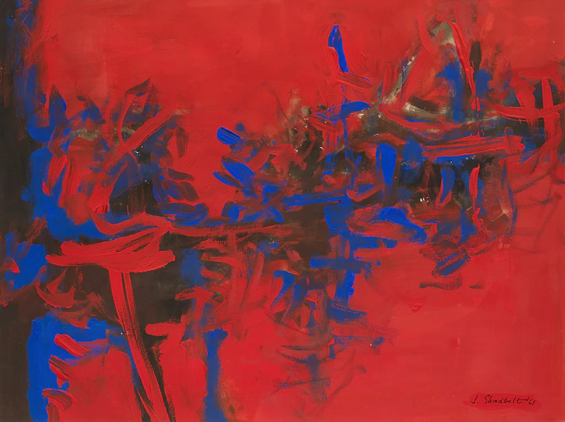Blue Theme on Red by Jack Leonard Shadbolt