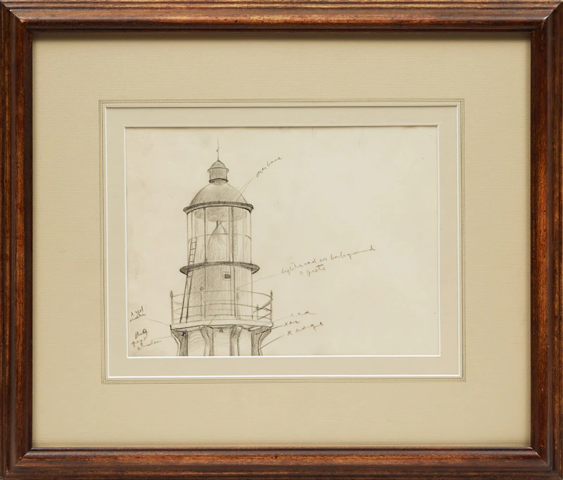 Lawren Stewart Harris, Study for Lighthouse, Father Point, Quebec, pencil sketch on paper - view 2