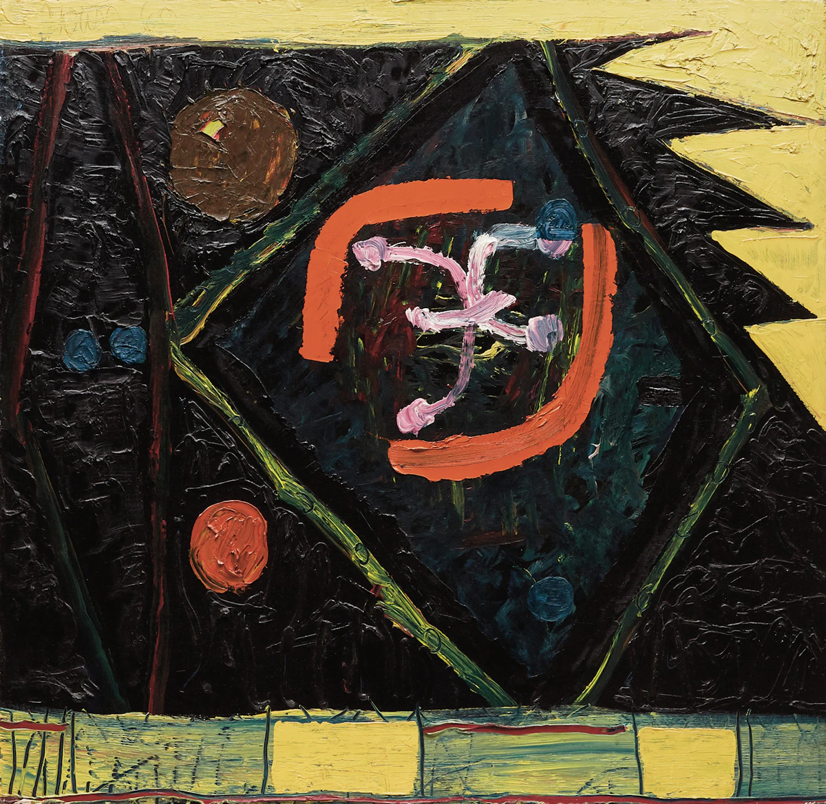 Harold Barling Town, Gaiety , oil and lucite on board, 1960