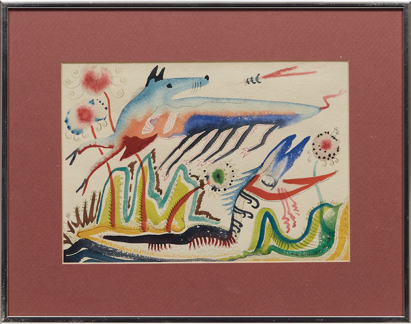James Williamson Galloway Macdonald, Untitled (Two Creatures), watercolour, 1947 - view 2