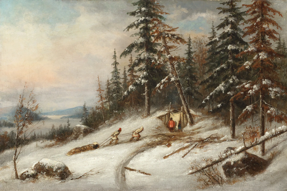 Cornelius Krieghoff, Indian Trappers, Lake St. Charles, oil on canvas