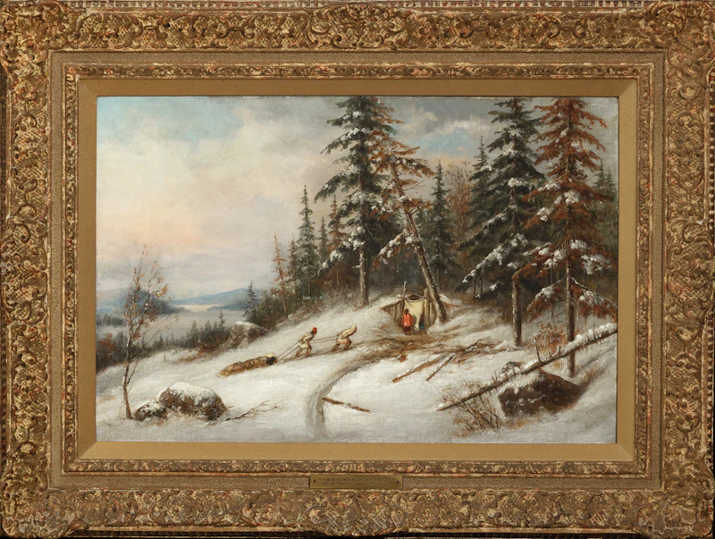 Cornelius Krieghoff, Indian Trappers, Lake St. Charles, oil on canvas - view 2