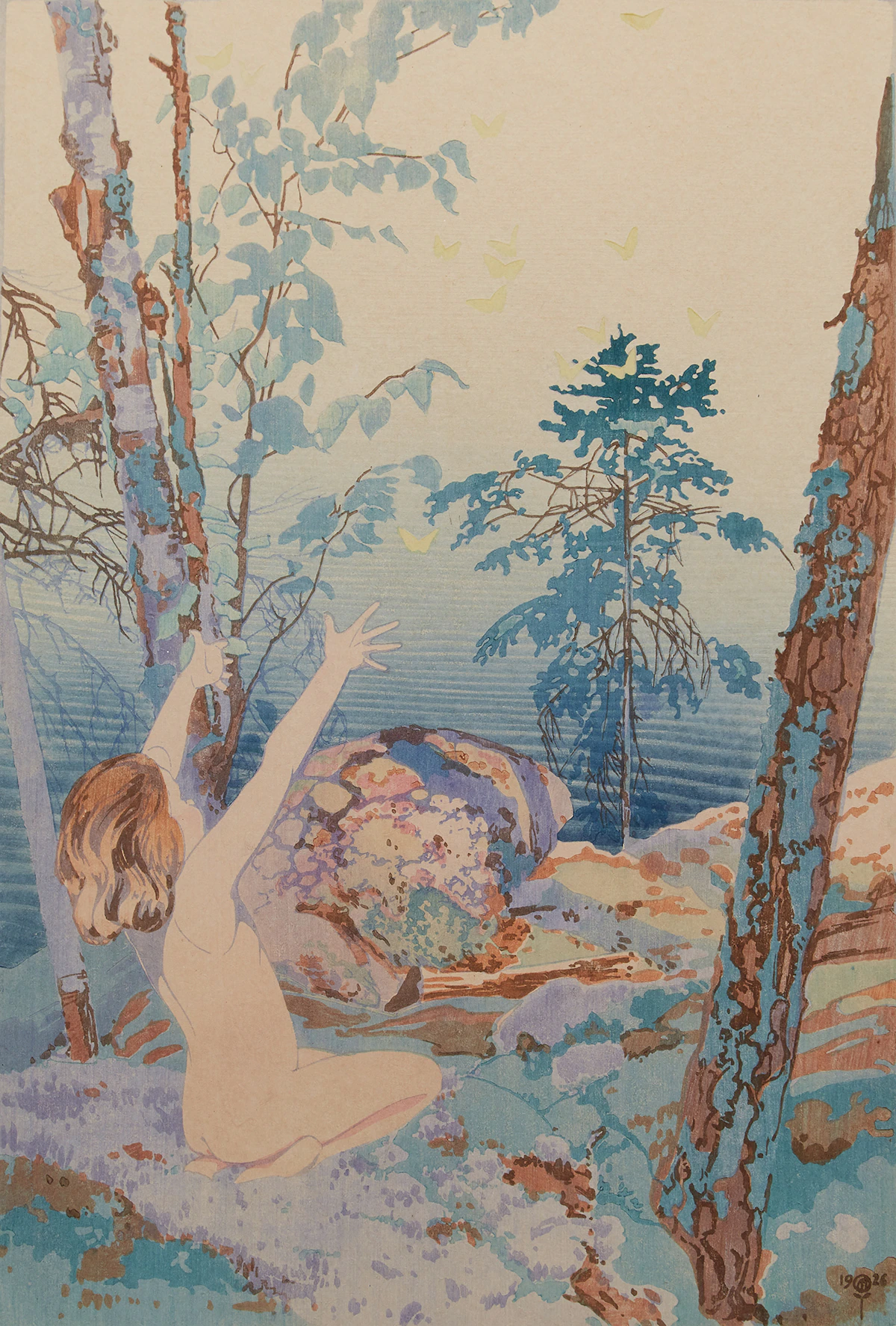 Walter Joseph Phillips, Summer Idyll, colour woodcut, 1926