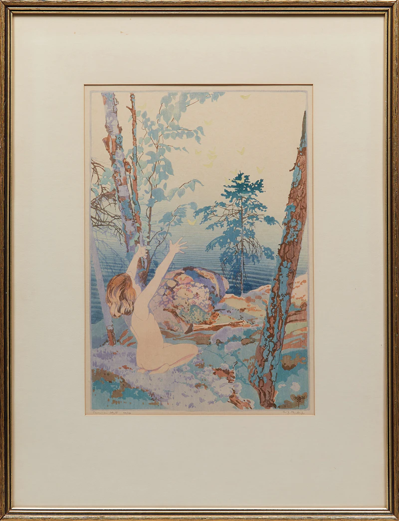 Walter Joseph Phillips, Summer Idyll, colour woodcut, 1926 - view 2