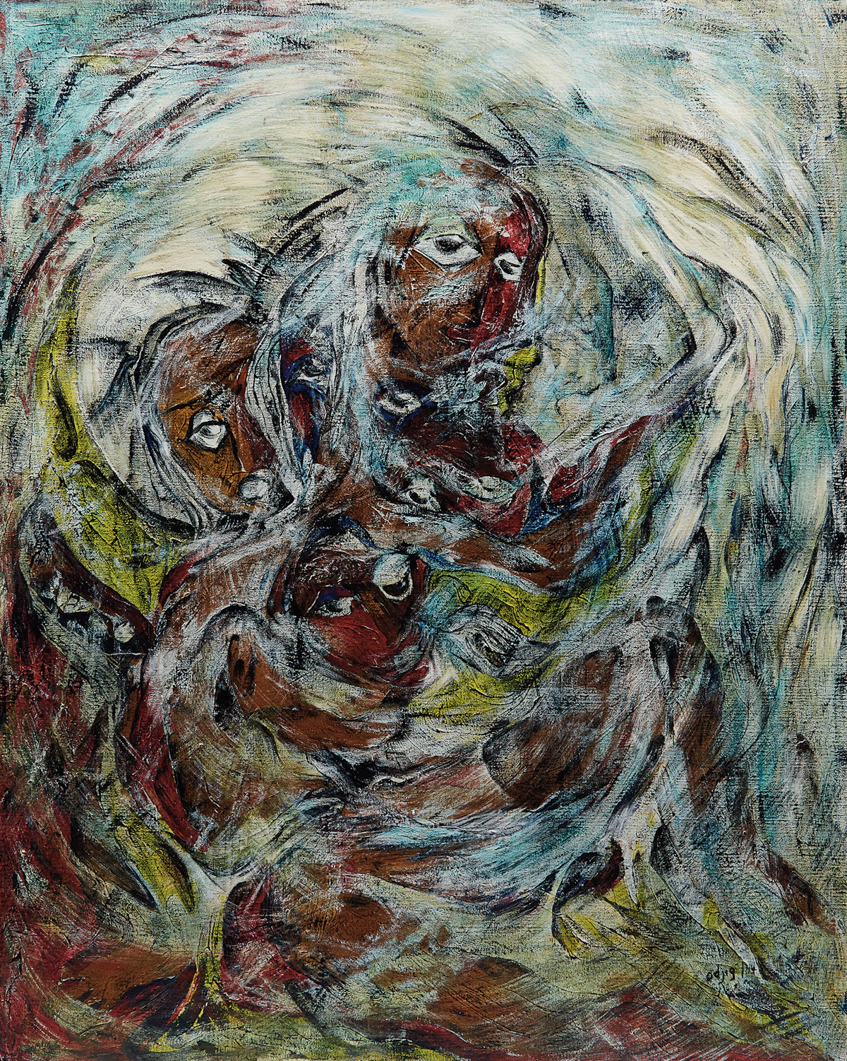 Daphne Odjig, Voices from the Past, oil on canvas, 1974