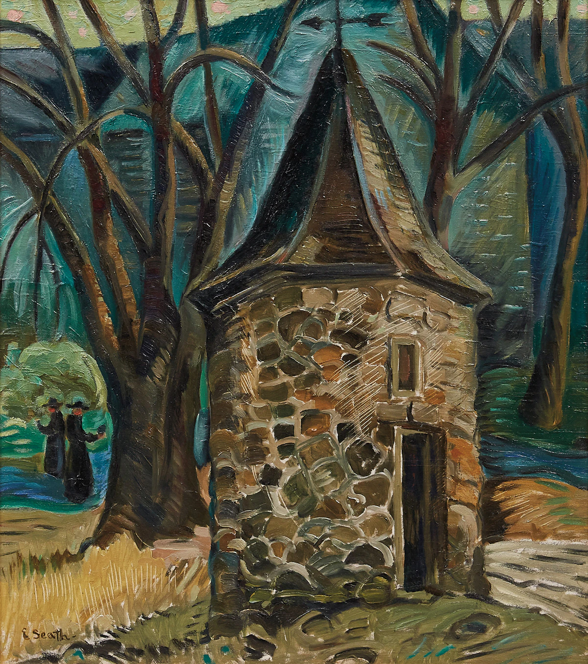Ethel Seath, Martello Tower, Montreal, oil on board