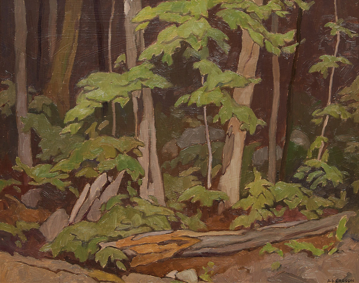 Alfred Joseph Casson, Woodland, Oxtongue, oil on board, 1974