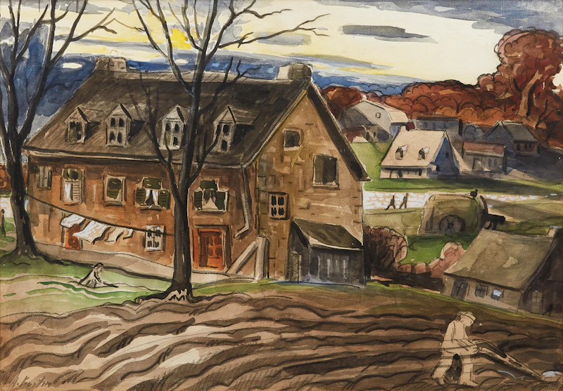Marc-Aurèle Fortin, Sainte-Rose (circa 1928), laid on card