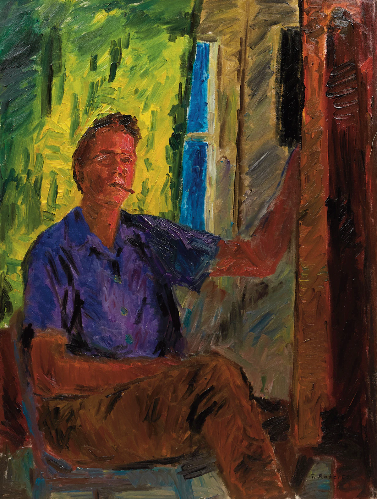 William Goodridge Roberts, Self Portrait, oil on board